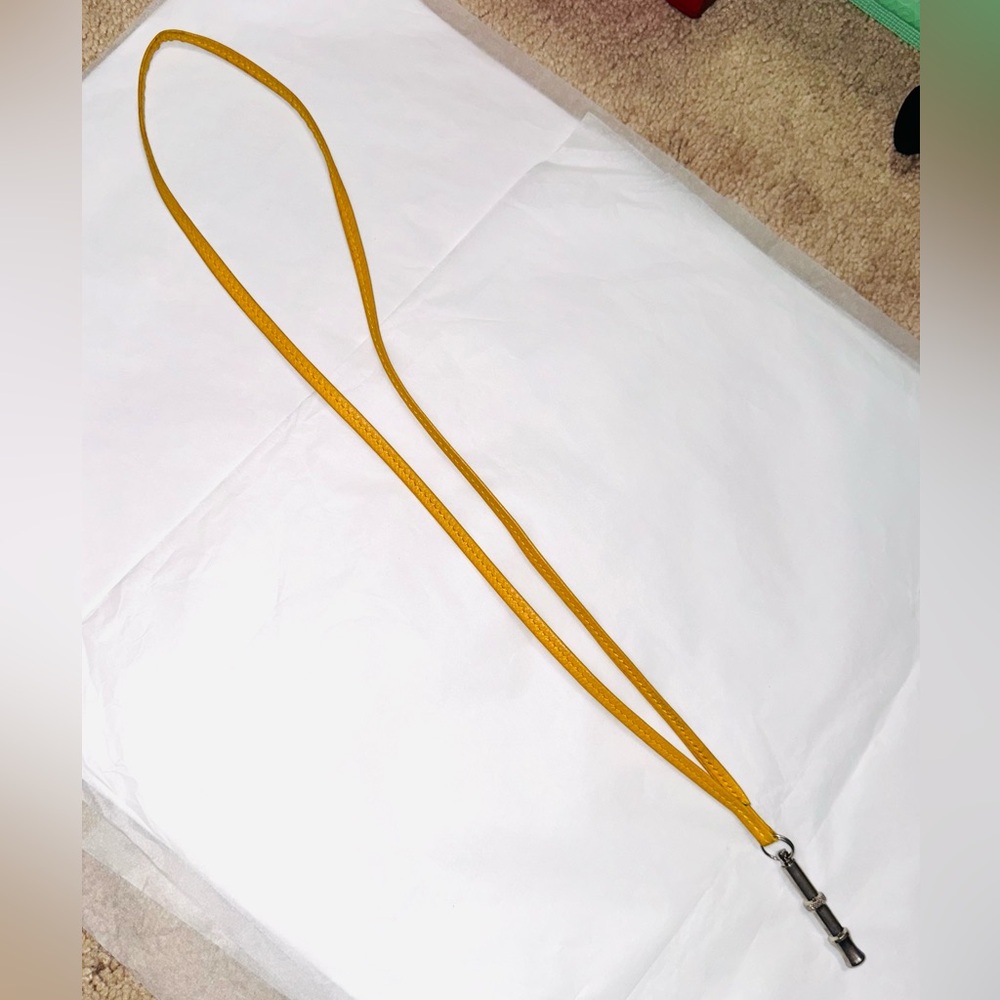Hermès AUTHENTIC Shifure Dog Whistle Pendant Necklace Silver Golden Yellow